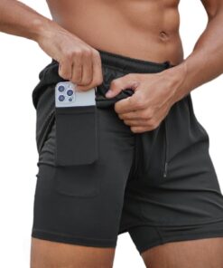 Smatstyle Short de Sport 2 en 1 Respirant pour Homme, Séchage Rapide, Poche Économique