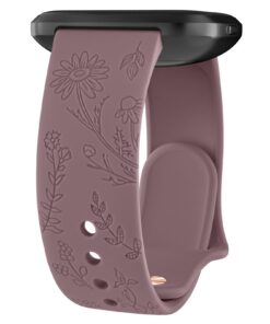 Wanme Gravé Floral Bracelets pour Homme Femme - Silicone Imperméable 20mm/22mm - Accessoire Remplacant Dégagement Rapide