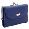 Charmoni Portefeuille Femme Bleu Cuir De Vachette Véritable - Fermoir Clic Clac - Grande Capacité à Porter Cartes Crédit