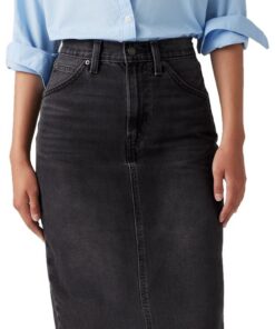 Levi's High Rise Back Slit Skirt Femme Élégant et Pratique pour le Travail et le Week-End en Coton Oorganique 28x32