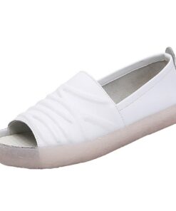 Sandales à bouche de poisson en cuir plat pour femme tendance et confortables talonnette 5cm