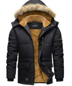 TACVASEN Veste Homme Hiver Chaude Coupe-vent Polaire Parka Capuche Décontracté