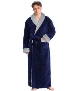 PUTUO Peignoir Robe de Chambre Homme: Long Polaire Hiver Chaude Pilou-Pilou Doux Idée Cadeau Noël Anniv