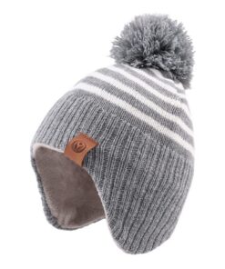 XIAOHAWANG Bébé Bonnet Chaud Tricoté Hiver pour Enfants Fille/Garçon avec Pompom Activités en Plein Air