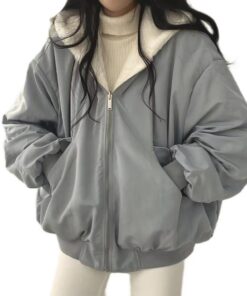 Veste Sherpa Sumleno pour femme et adolescentes réversible Y2k Grunge zippée en polaire fourrée Hiver Cutecore