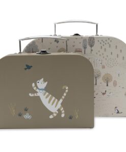 Jollein Valisettes Enfant Tiny Park - Lot de 2 - Poignée Fermoir Motifs Nature Animaux Jouets Bébé Décoration Chambre En