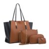 FANDARE Sac à Main Femme Ensemble 4 Pièces Sac Épaule Sac Bandoulière Portefeuille Brun - Voyage et Mode