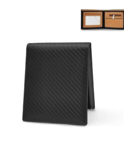 Portefeuille en cuir FuninCrea Noir Fibre de carbone RFID