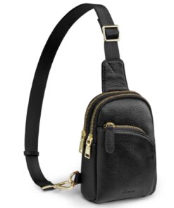 S-ZONE Small/Medium Leather Crossbody Sling Bag RFID Blocking Men & Women Chest Pack Backpack