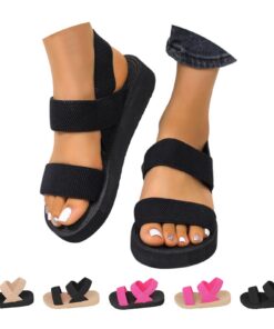 Sandales Nlaayong Femme Été Compensées Comfort Plateforme Bout Ouvert Plage Backstrap Tendances 2023
