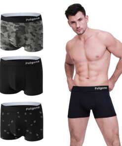 Boxers Poligono Homme Coton Lot de 3 Élastique Impression Respirant Confortable