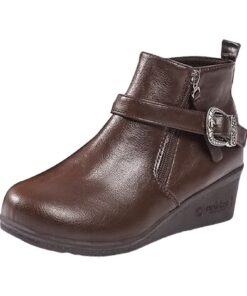 Bottes de marche facilement enlèvables pour femmes avec talon incliné et fond épais | Chaussures confortables et antidér