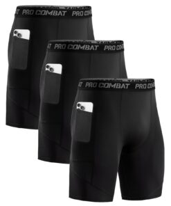 Niksa 1/3 Pièces Short de Compression pour Homme | Séchage Rapide et Respirant | Sport Ajusté avec Poches pour Téléphone