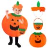 Costume de Citrouille pour Enfant, Déguisement Halloween pour Enfants, Chapeau Included