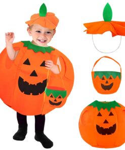 Costume de Citrouille pour Enfant, Déguisement Halloween pour Enfants, Chapeau Included