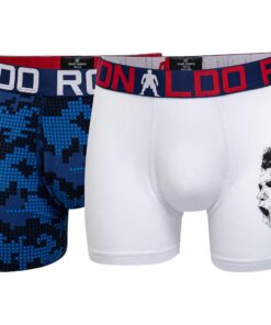 CR7 Ronaldo Garçons Boxer Trunks Blanc/Bleu Célébration 2-Pack