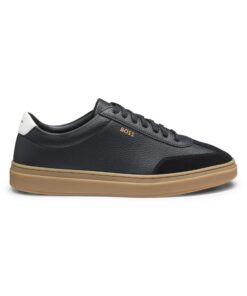 BOSS Hommes Kieran Tenn Baskets en Cuir grainé Élégantes pour Hommes au Travail et Loisirs