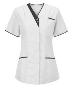 Zeiayuas Tunique Médicale Femme Col en V Manche Courte | Professionnelle pour Infirmière et Esthéticienne | Usage Enviro
