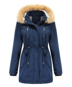 YFFUSHI Manteau Femme Chaude à Manches Longues Capuchon en Fourrure d'hiver Veste Parka Epaissé
