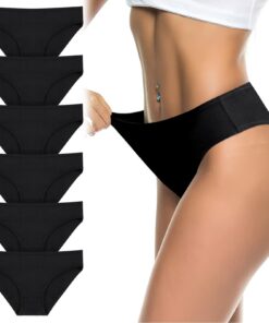 Flintronic Culottes Femme Coton Doux Élégantes Élastiquesanse Taille Basse 6PC pour Femmes en Coton