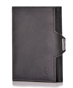 DONBOLSO Porte Monnaiehomme Vintage Noir avec Protection RFID Jusqu'à 11 Cartes et Pochette à Monnaie