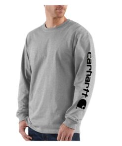 Carhartt T-Shirt Graphique Ample Longues pour Homme en Utilisation Professionnelle avec Logo sur la Manche
