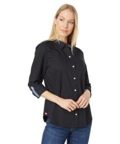 Tommy Hilfiger Roll Tab Chemise à Bouton Bas Femme Chic & Comfortable Chemise Femme en Coton Bio pour une Tenue Décontra