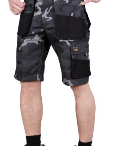 Reis FORECO-TS Shorts de sécurité pour Homme, Camouflage Noir, Idéal pour le travail et le jardin