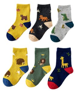 Chaussettes Courtes En Coton XDKS Pour Enfants - Motif Animal - 6 Paires - Pas de Coutures - Cherchés par les Américains