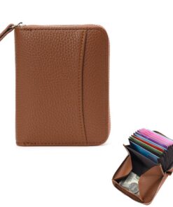 ZMREN Porte Cartes de Crédit pour Femmes, Cuir Blocage RFID, Confortable Titulaire de Carte de Crédit avec Cash ID