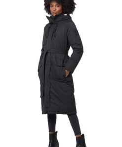 Veste d'hiver longue Navahoo femme - Chaude en fourrure synthétique - Ceinture à capuche B953