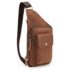 BAIGIO Sac à bandoulière en cuir pour homme - Petit sac banane vintage - Sac à main en cuir rétro pour homme