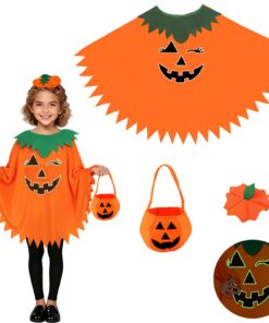 Costume de citrouille idéal pour Halloween et cosplay, with panier de citrouille et chapeau, taille S-M