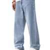 LuminBlaze Jeans Homme Y2K Streetwear Vintage Large Loose Fit Pantalon en Denim Jean Relaxant
