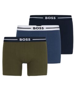 BOSS Hommes Boxer Br 3P Lot de Trois Boxers Longs avec Taille Logo pour Hommes en Coton Bio Élégants