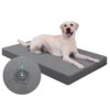 Orthopédique Lit Chiens Cuir Synthétique Amovible Lavable, Matelas Confortable et Frais 88x55x7cm Gris Foncé, Panier Chi