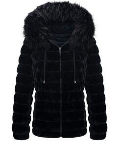Veste polaire Giolshon double face en fausse fourrure pour femme - manteau matelassé léger avec capuche et col fourrure