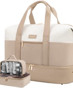 Sac de Voyage LOVEVOOK Beige Kaki pour Femme | 45L Bagage Cabine Avion | Maternité | Sport | Style Kaki