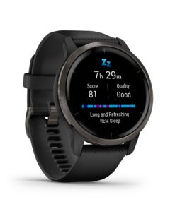 Montre connectée GPS Garmin Venu 2 multisport longue autonomie écran AMOLED Gris bracelet noir boîtier 45 mm