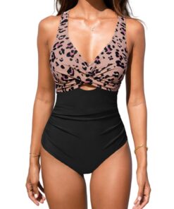 CUPSHE Maillot de Bain Femme Dos Nu Croisé Push Up Amincissante Haut Taille Croisé Col V