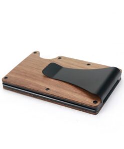 Quluxe Portefeuille en Bois Super Fin Minimaliste pour Homme - Couleur Noyer, Protection contre RFID, Poche Avant avec P