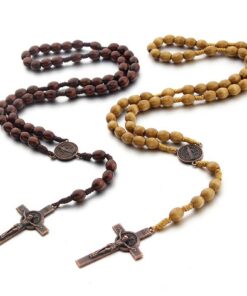 Hifot Collier Croix Chrétienne Homme Femme Catholique Prière Rosaire Saint Benoît Religieux Baptême Messe