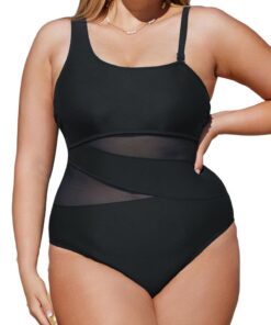 CUPSHE Maillot de bain une pièce en maille gainante - Bretelles amovibles pour femme en vacances, confort et ajustement