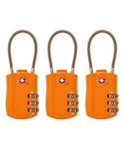 C CELIMS Cadenas TSA Valise Avion | Protection Bagages | Code Sûr | Lot de 3 Orange