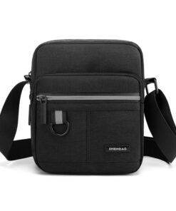 Petit Sac Bandoulière Canvas pour Homme Noir pour Voyage et Sports D'extérieur (Noir)