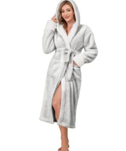 Peignoir de Bain Femme Polaire Voqeen Doux en Peluche pour Femmes