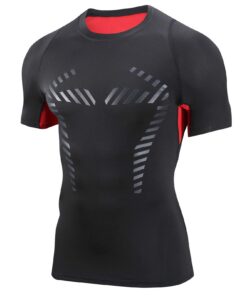 AMZSPORT Chemise de Compression Homme T-Shirt à Manches Courtes Séchage Rapide Taille Élégante Fitness