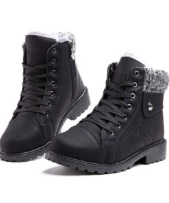 Hitmars Botte Femme Hiver Neige Antidérapant Fourrure Chaudes Snow Boots Mode (Noir, Marron, Gris, Rose) EU 36-43