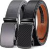 CHAOREN ceintures automatiques en cuir Carbone brossé - Noir/gris, 35 mm cliquet, mesurable sur mesure, idéal cadeau hom