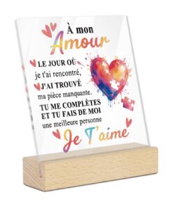 Decor Putuo Plaque Acrylique Rectangle À Mon Amour Tu Me Complètes Couples Cadeau Démonstration Aquarelle Pièce Manquant